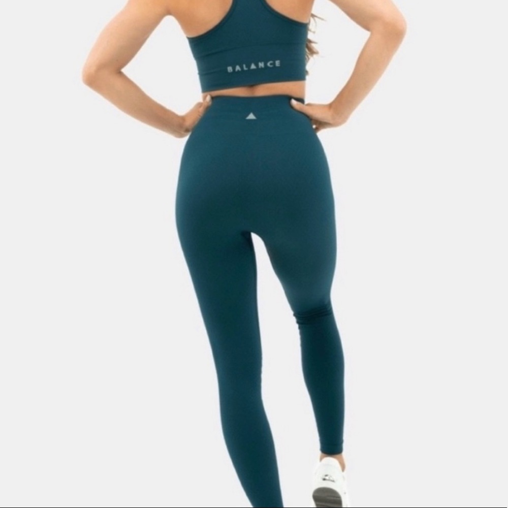 Balance Athletica Quartz Energy Pants Leggings Teal Seamless Size Small